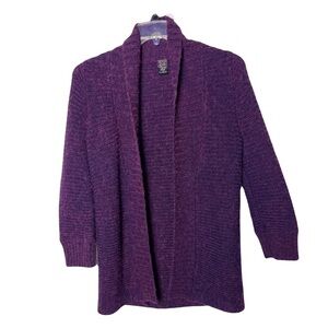 Gaby & Eden | Purple Wool Alpaca Blend Open Front Cardigan, Medium